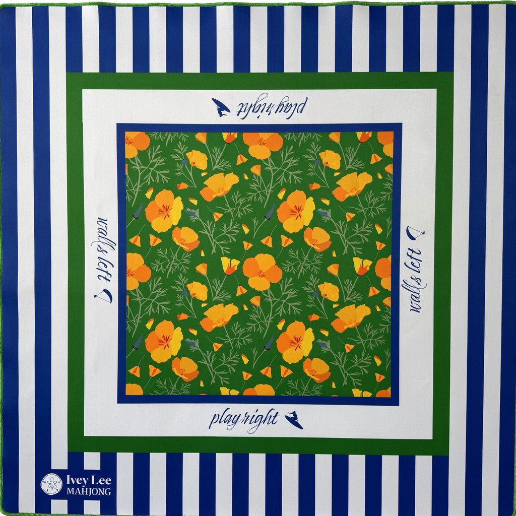 California Golden Poppies premium mahjong mat The La Jolla Tiles Collection